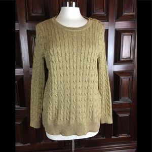 LAUREN RALPH LAUREN WOMANS GOLD METALLIC SWEATER
